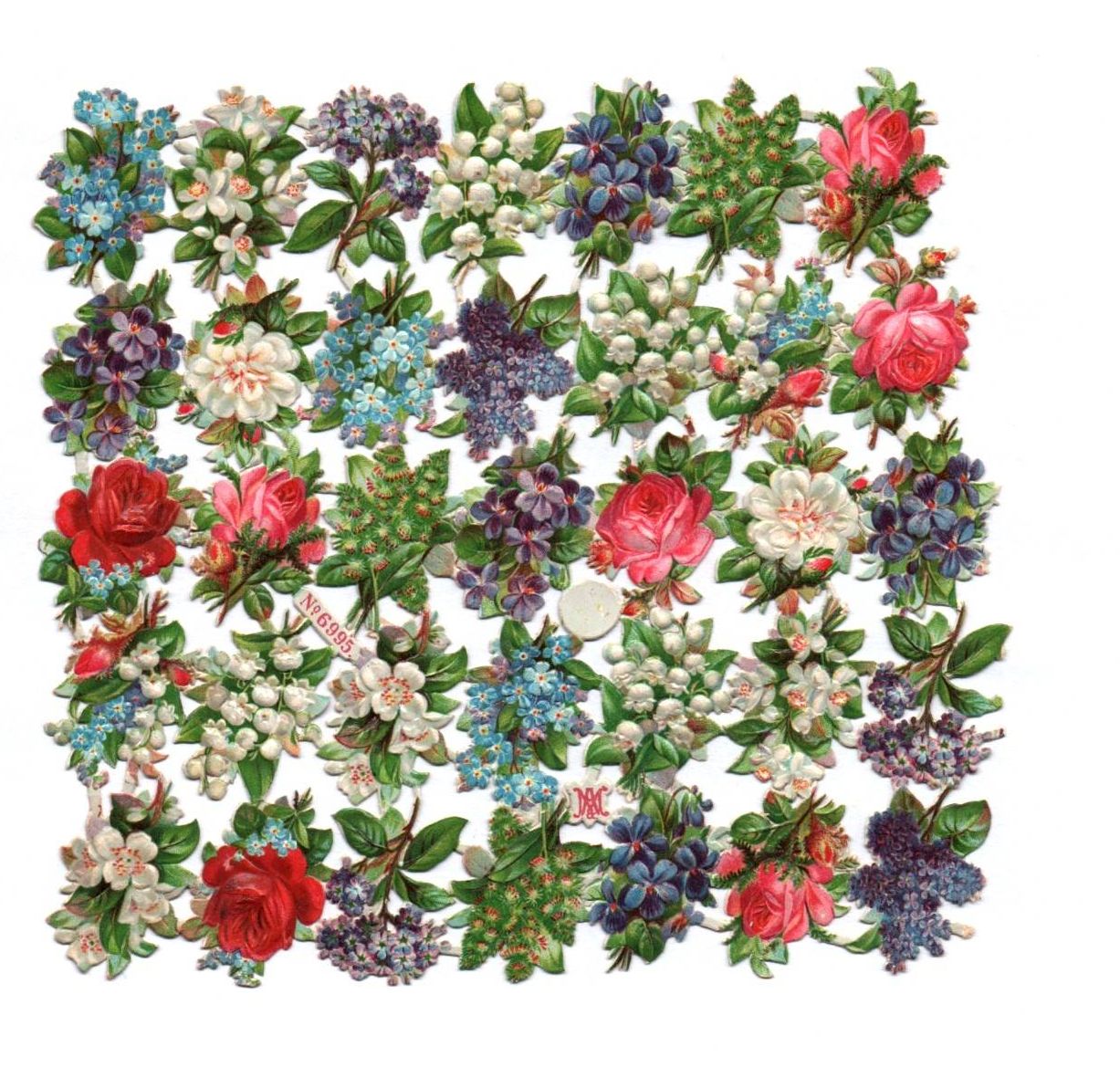 Alter Oblaten Bogen No 6995 Blumen Rosen