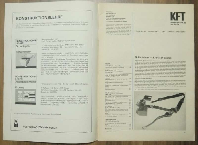 VEB Berlin KFT Zeitschrift DDR Juli 1980 Skoda 120L Beurteilung