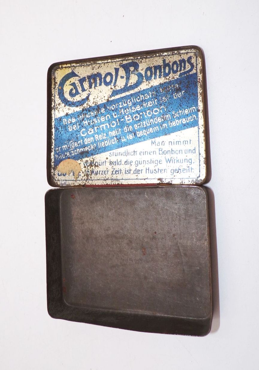 Alte Bonbondose Blechdose Carmol Bonbons Rheinsberg um 1910