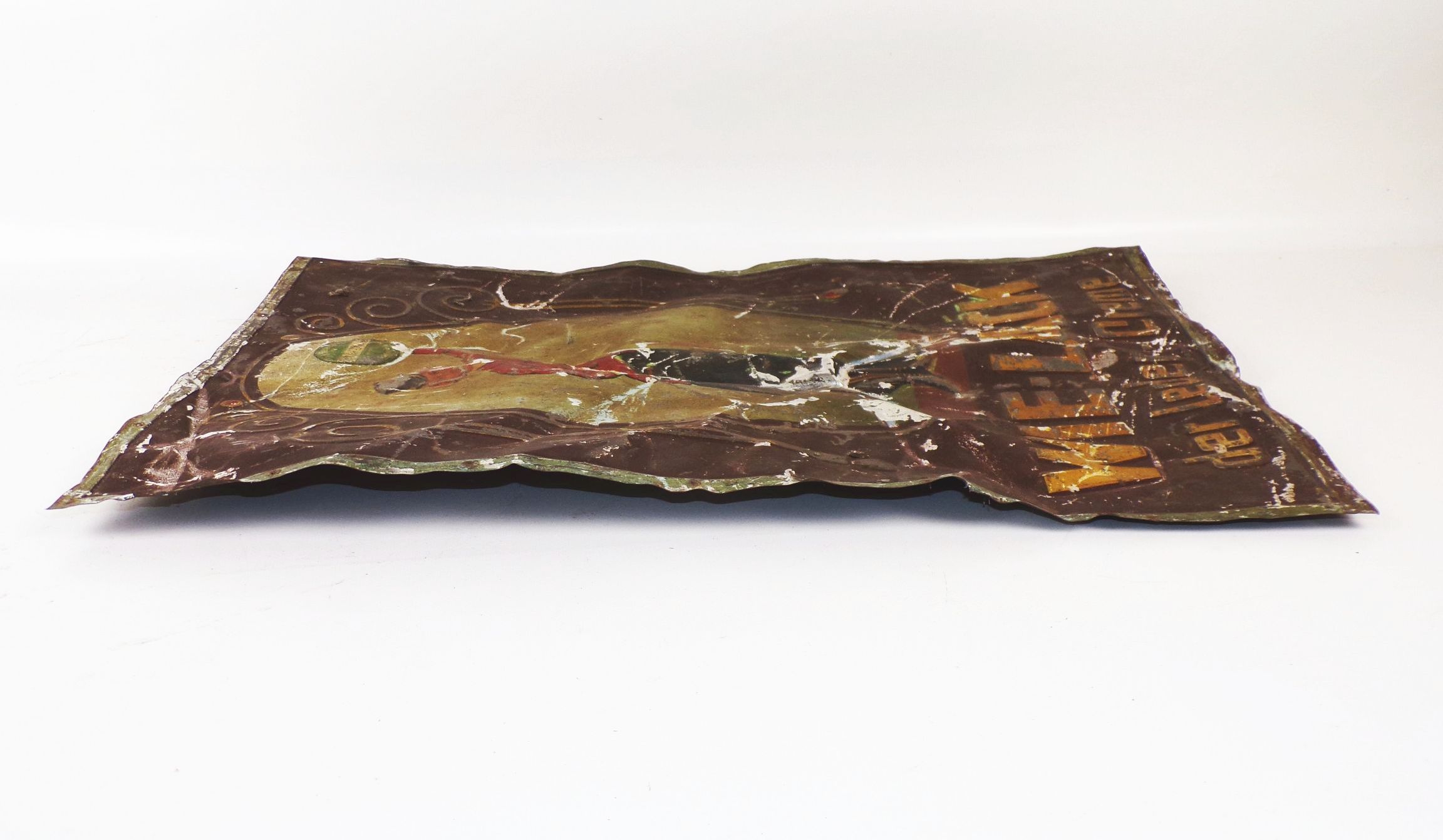 Altes Blechschild Wie Lack der Leder Creme Reklame Werbung Schuhpflege