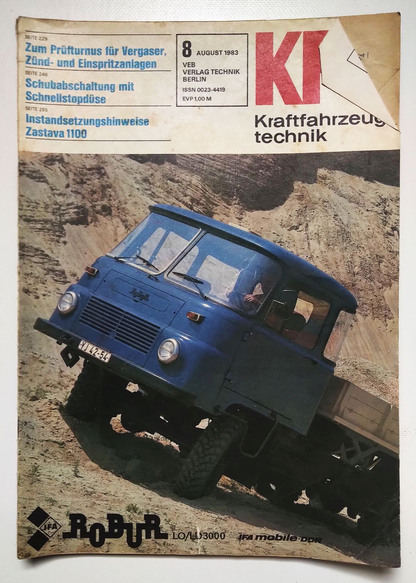 KFT Zeitschrift Nr 8 ROBUR LO LD3000 DDR Kraftfahrzeugtechnik 1983 KFT Zeitschrift Nr 8 ROBUR LO LD3000 DDR Kraftfahrzeugtechnik 1983