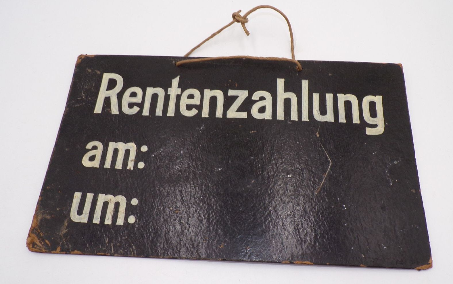 Altes Pappschild Rentenzahlung am um Rente Requisit Scherzartikel Deko 