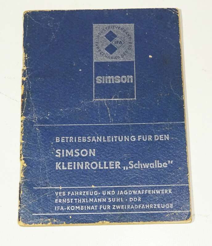 Betriebsanleitung für den Simson Kleinroller Schwalbe 1981