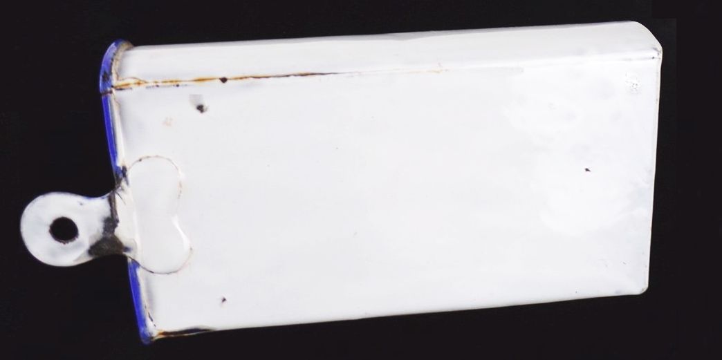 Alter Email Gefäß Weiss Blau Einlauf Behälter shabby Pflanzgefäß 