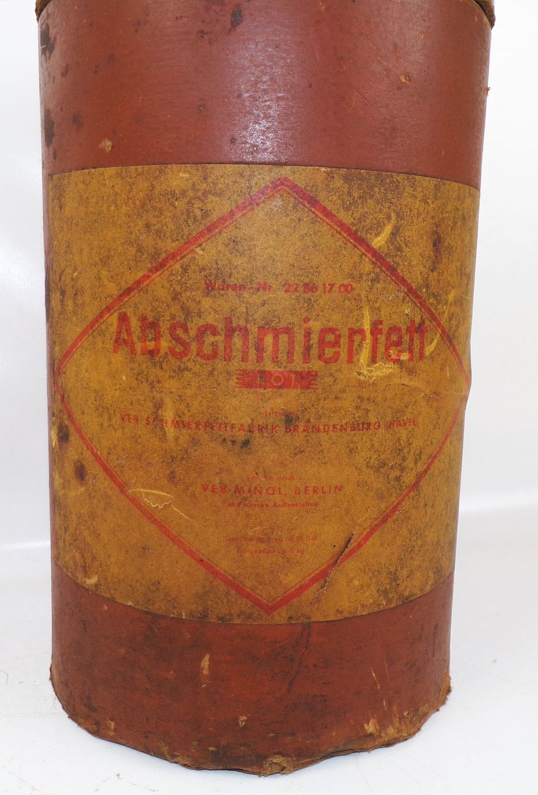 Alte Minol Pappdose Abschmierfett DDR Garage Deko 