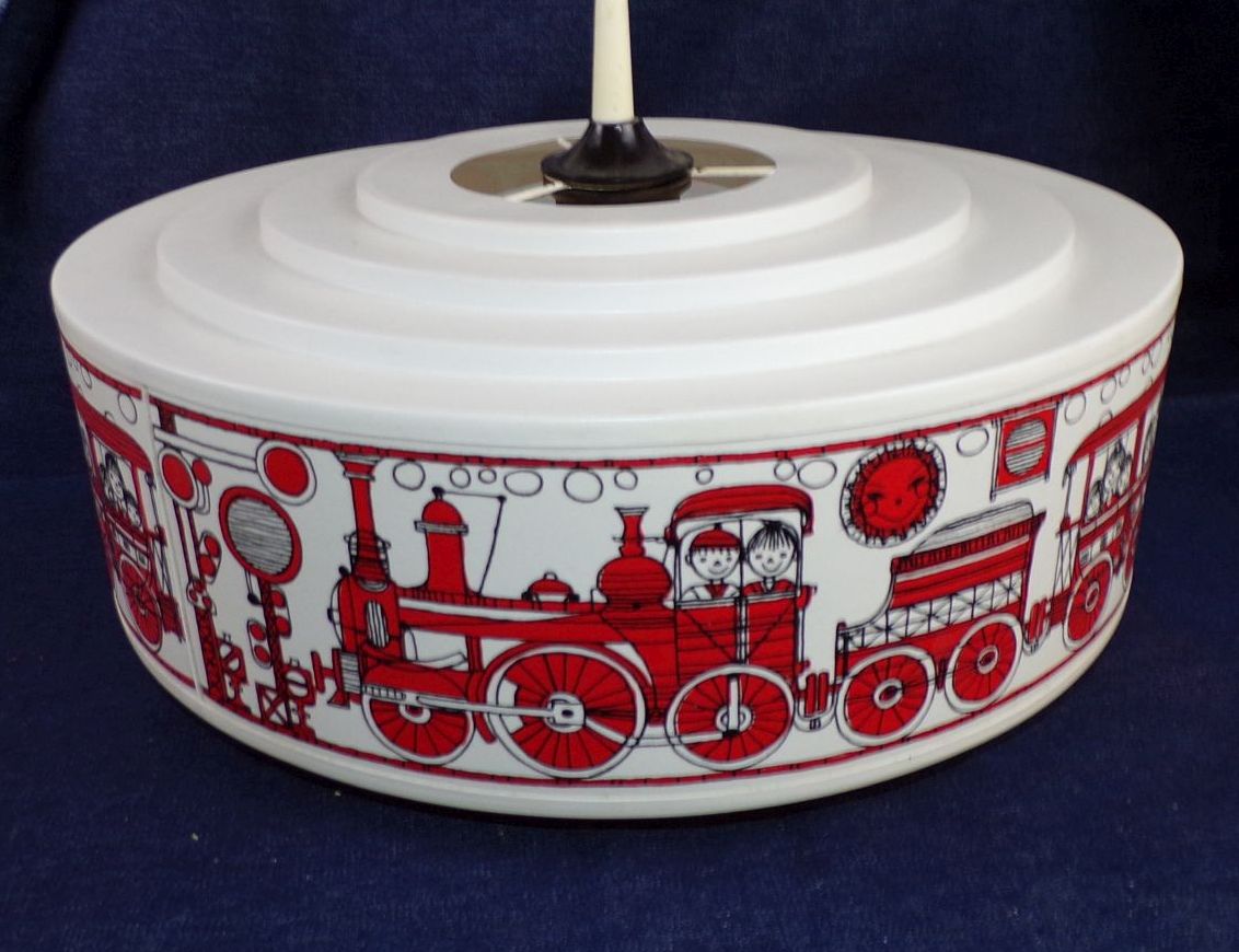 Alte Deckenleuchte Kinder Eisenbahn Rund E27 Kunststoff Lampe 