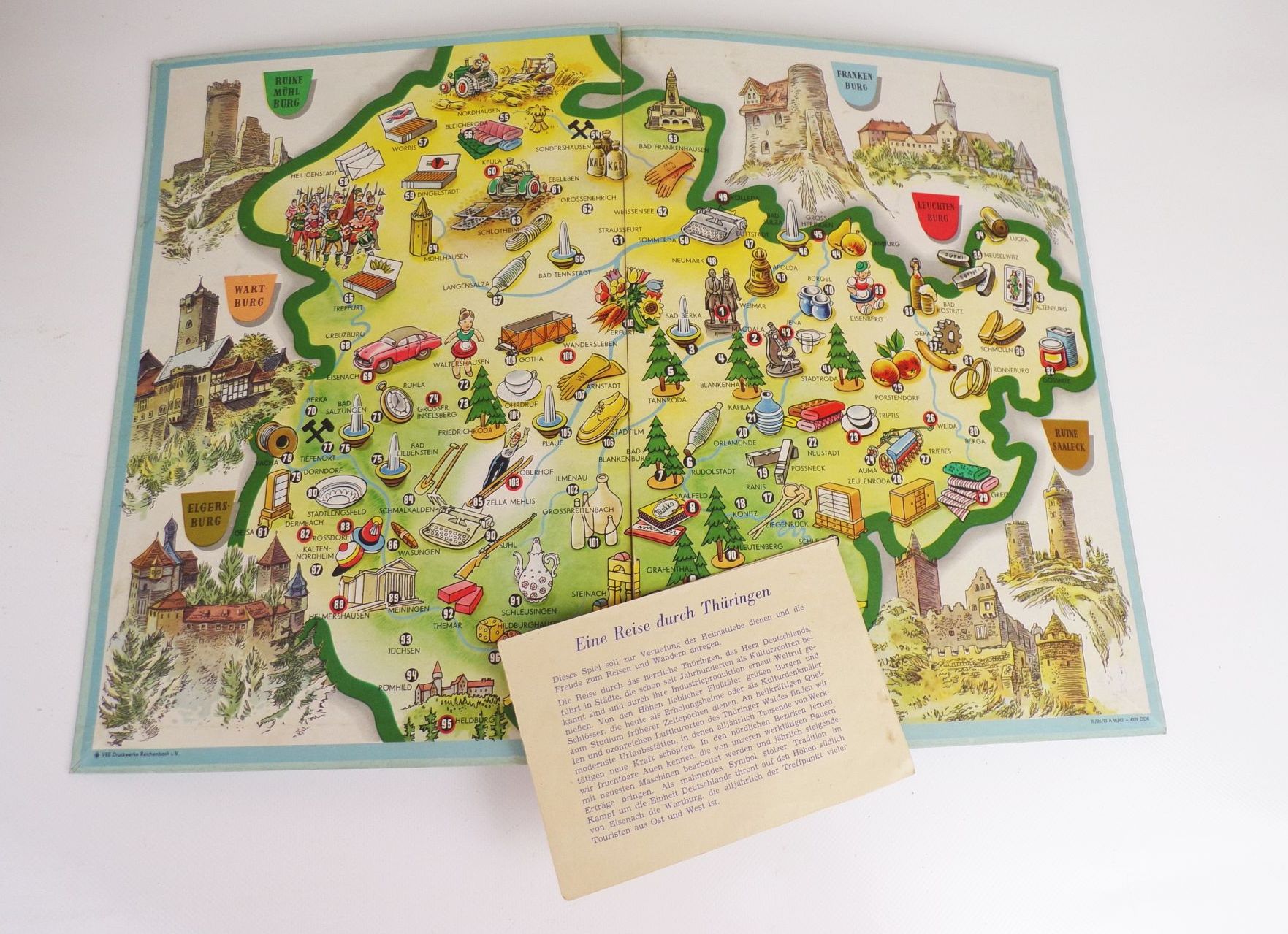 Eine Reise durch Thüringen DDR Würfelspiel 1962 Eine Reise durch Thüringen DDR Würfelspiel 1962