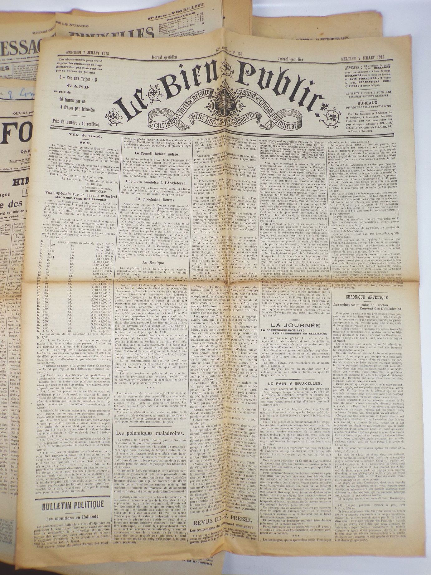 Konvolut belgische Zeitungen 1 Weltkrieg WW1 Belgien