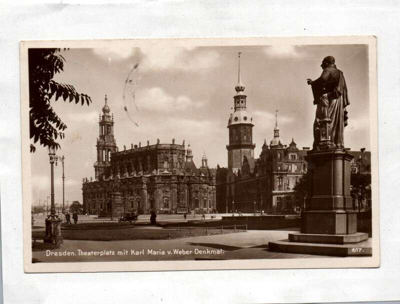 Ak Dresden Theaterplatz mit Karl Maria v Weber Denkmal 1935