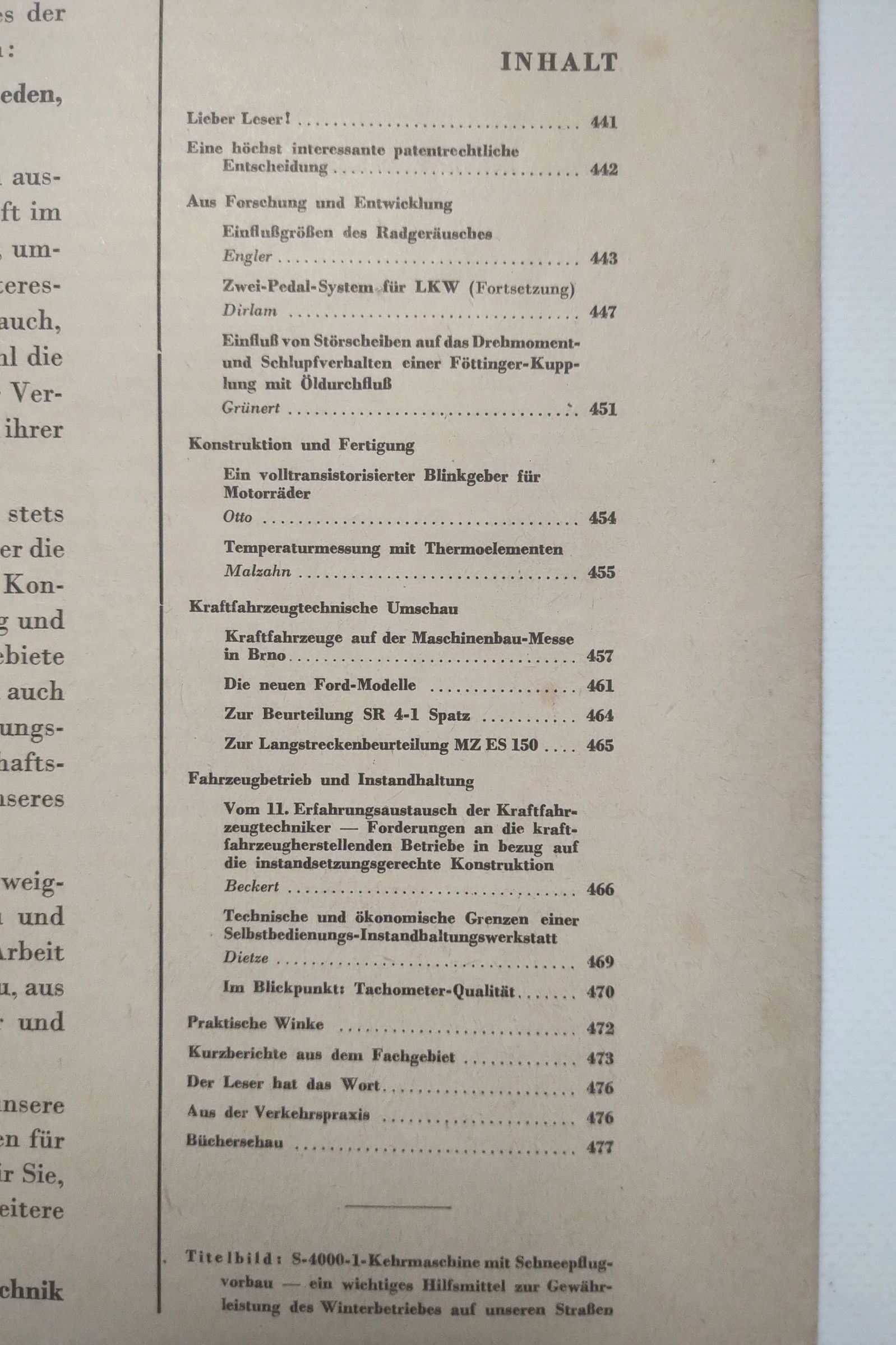 Kraftfahrzeugtechnik Zeitschrift DDR 1964 Nr 12 S 4000-1 Kehrmaschine Schneepflug Kraftfahrzeugtechnik Zeitschrift DDR 1964 Nr 12 S 4000-1 Kehrmaschine Schneepflug