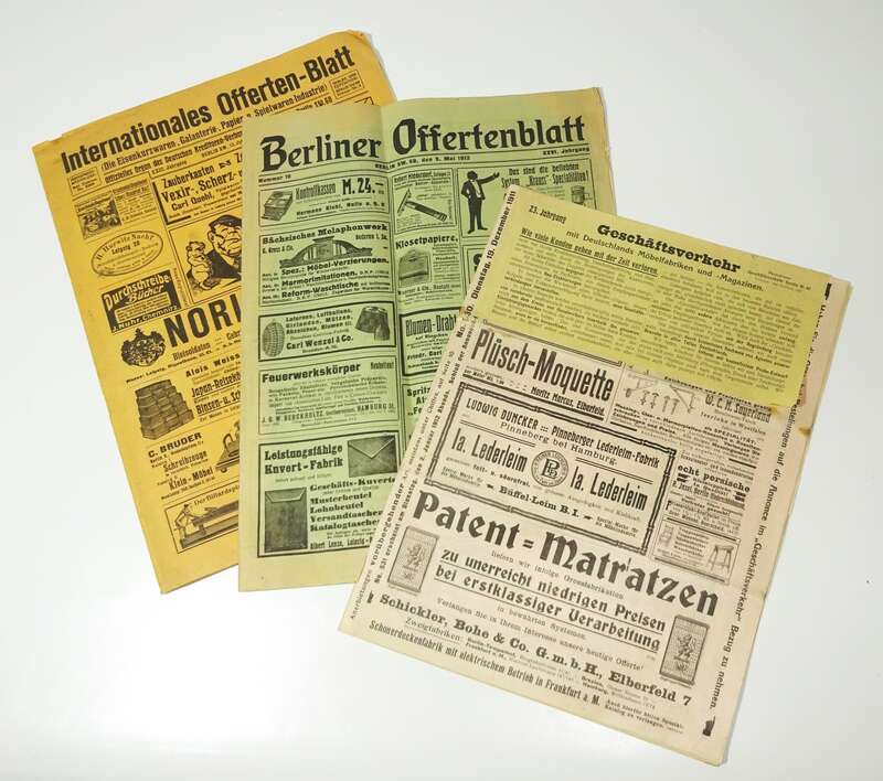 Offertenblatt Geschäftsverkehr Möbel 1911 1912 Werbeanzeigen Annoncen Reklame