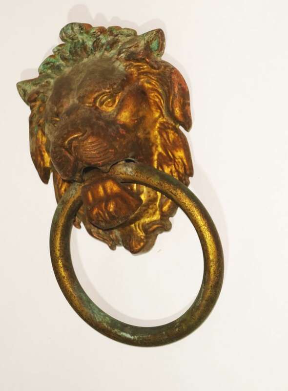 Alter Türklopfer Messing Löwe Türbeschlag Deko