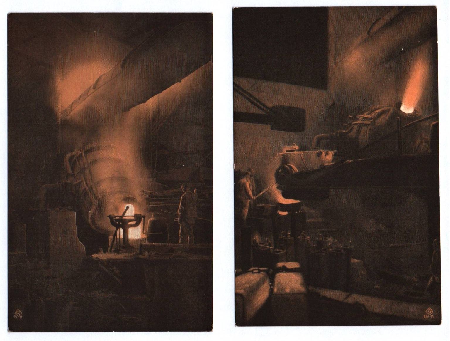 5 x Ak Industrie Stahlbau 1911 Eisengießerei Elektroofen Hochofen Ruhrpott