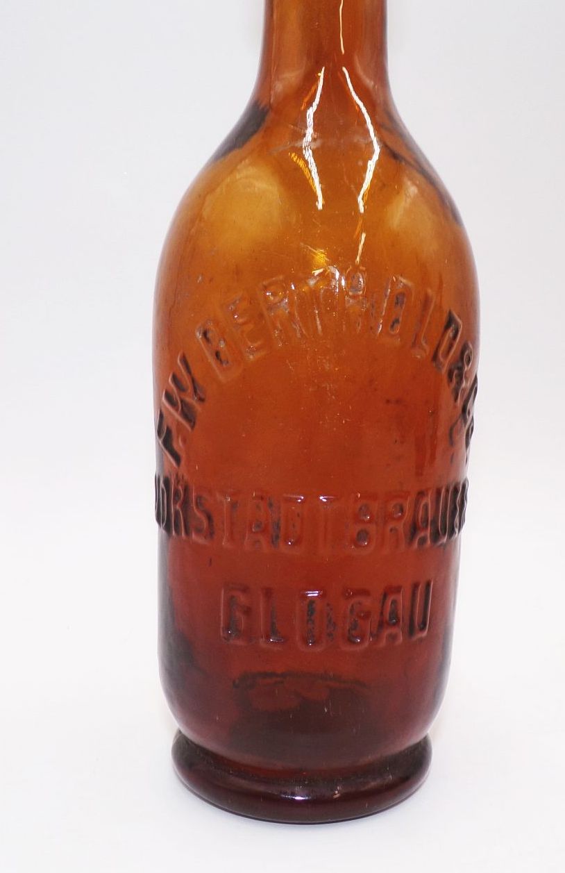 Alte Bierflasche Glogau Schlesien Berthold und Co Vorstadtbrauerei Braun