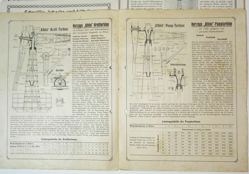 Dokumente Herzog Stahlwindturbine Athelt Windkraftrad 1921 Energie Dresden Windmotor
