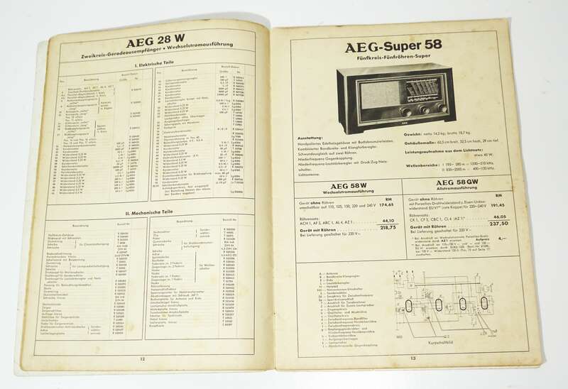 AEG Rundfunkgeräte 1938 1939 Geräte Aufbau Schaltplan Radio Fachmann