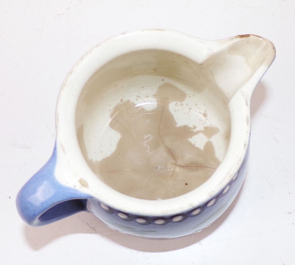 Alte Kanne Krug Keramik 3 Stück Milch Sahne Kännchen schönes Dekor 