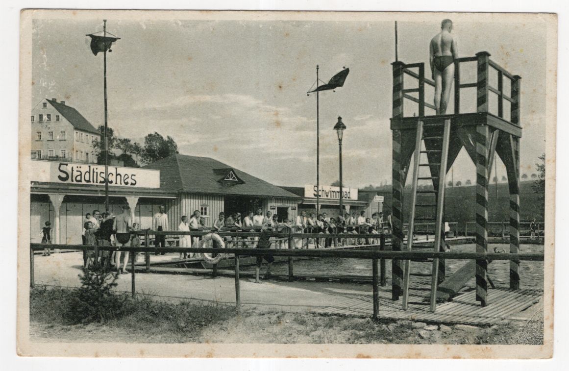 Ak Zöblitz Städtisches Freischwimmbad 1953