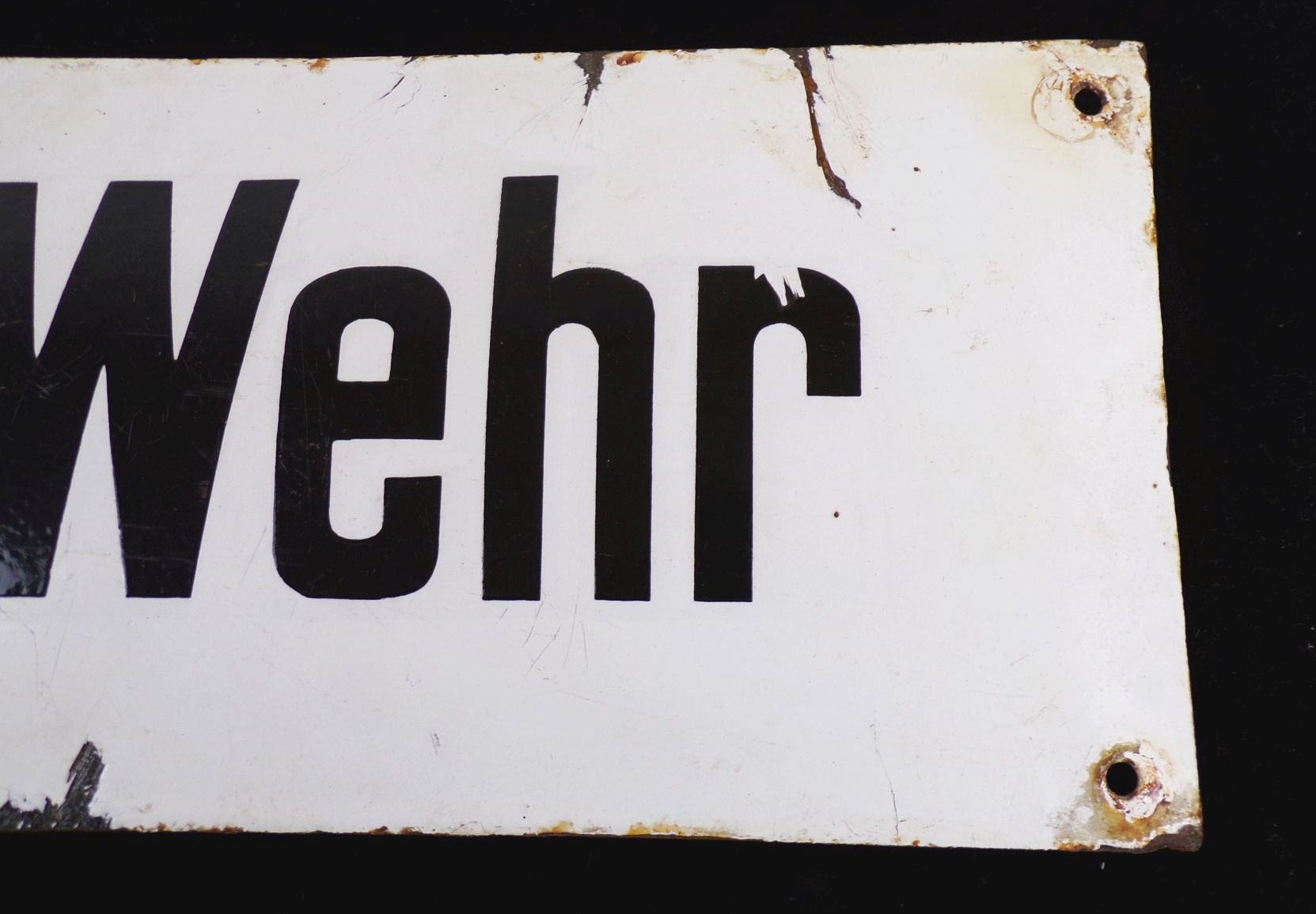 Altes Emailschild Am Wehr Straßenschild 