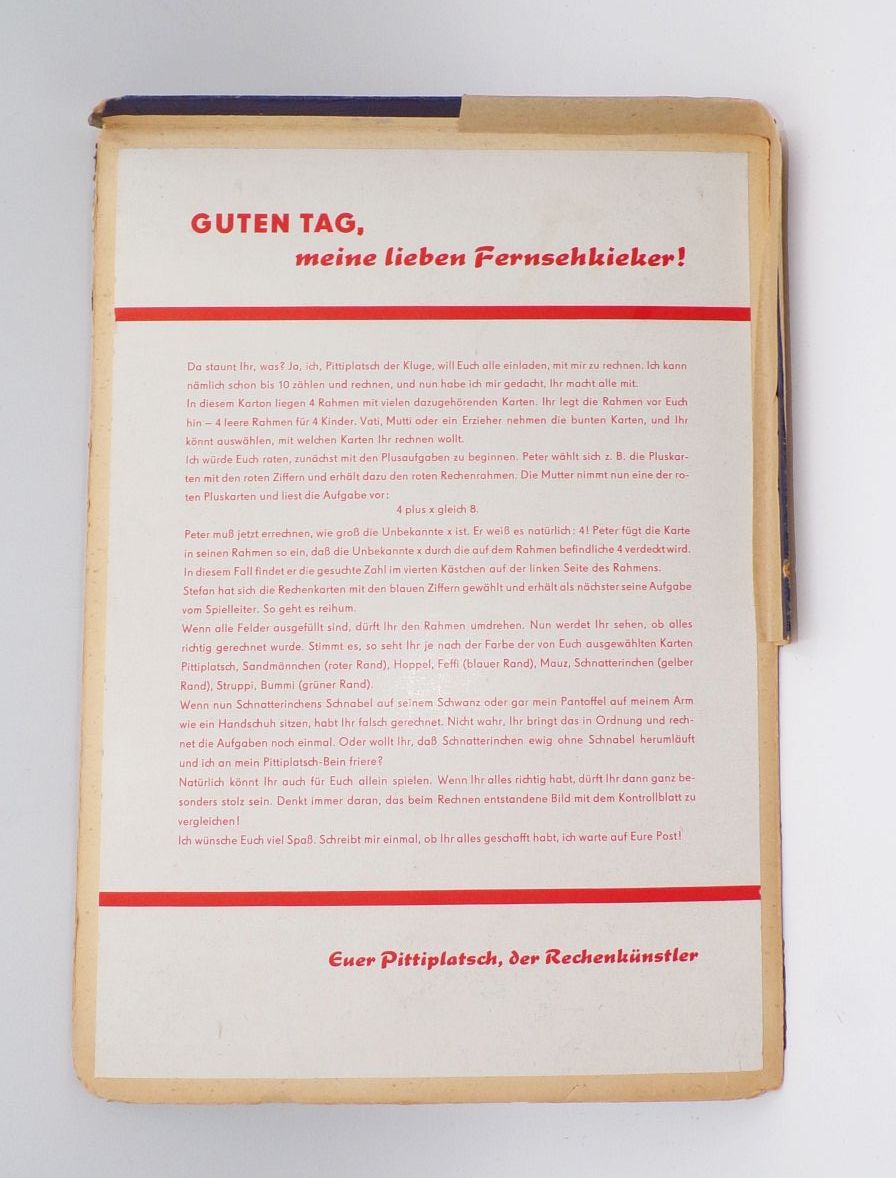 Lernt mit Pittiplatsch rechnen um 1960 Forkel Pössneck Gesellschaftsspiel