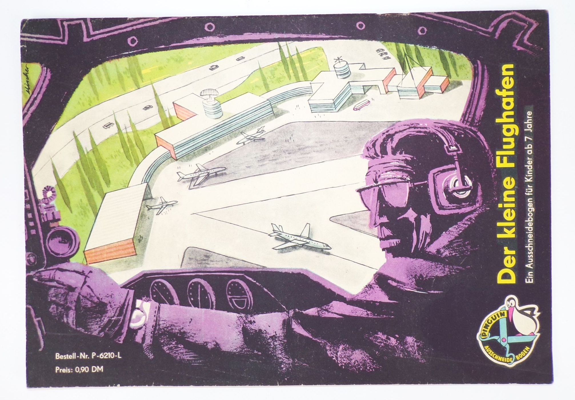 Pinguin Bastelbogen DDR Der kleine Flughafen Ausschneidebogen 1962