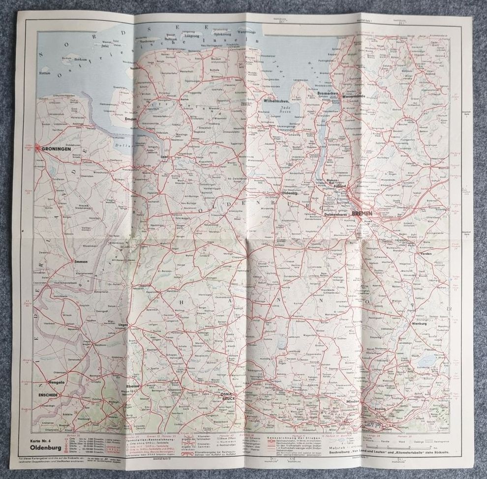 Shell Straßenkarte Nr 6 Landkarte 1930er Stadtplan Zwischenahn Oldenburg Shell Straßenkarte Nr 6 Landkarte 1930er Stadtplan Zwischenahn Oldenburg