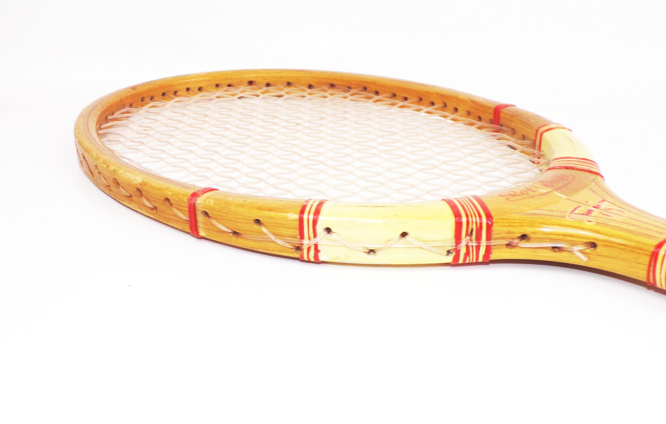 Alter Tennisschläger Rot Weiß Vintage Deko handmade