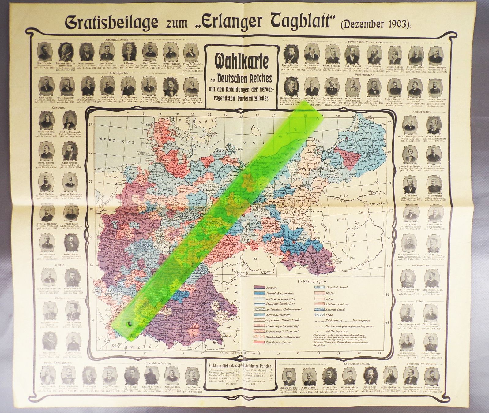 Erlangen Tageblatt Wahlkarte Partei Mitglieder Politik 1903 Erlangen Tageblatt Wahlkarte Partei Mitglieder Politik 1903