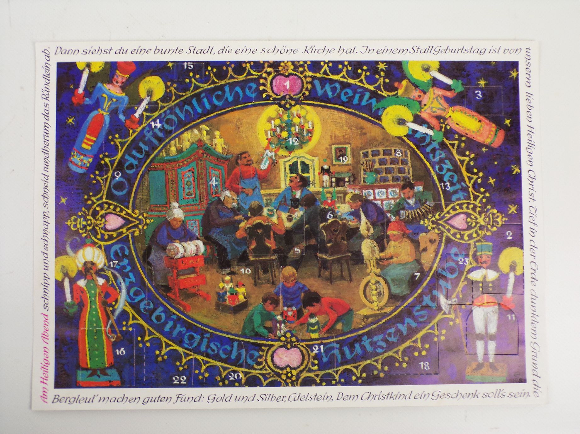 Adventskalender DDR Erzgebirgische Hutzenstube 1987 Oberlausitzer Kunstverlag