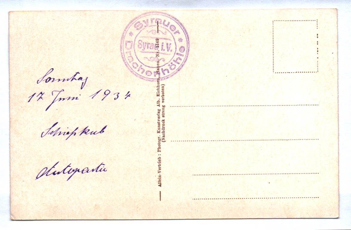 Ak Syrau bei Plauen im Vogtland Sachsen Gardinen Drachenhöhle 1934 Ak Syrau bei Plauen im Vogtland Sachsen Gardinen Drachenhöhle 1934