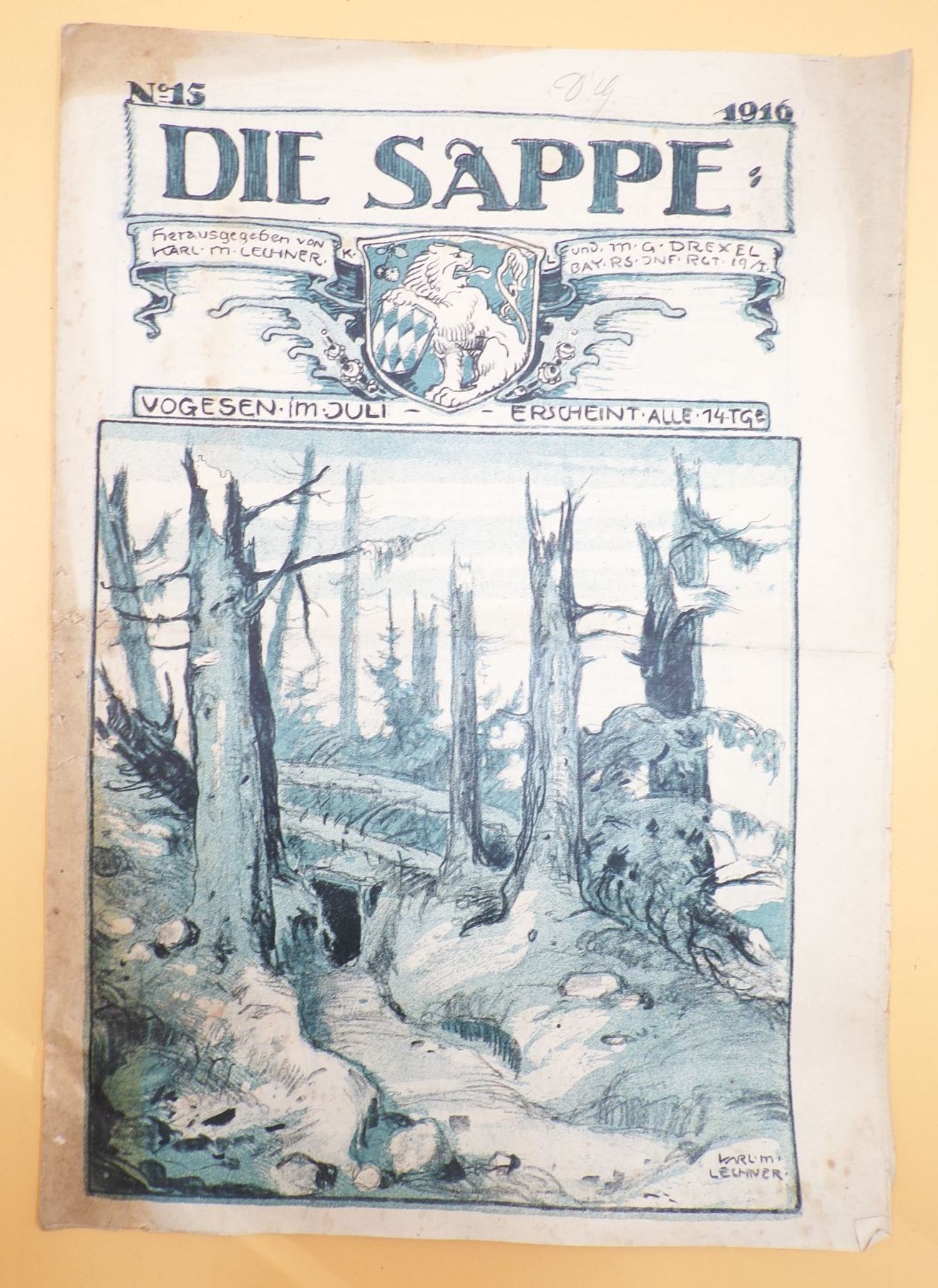 Alte Zeitung Die Sappel No 5 von 1916 Vogesen Juli 1