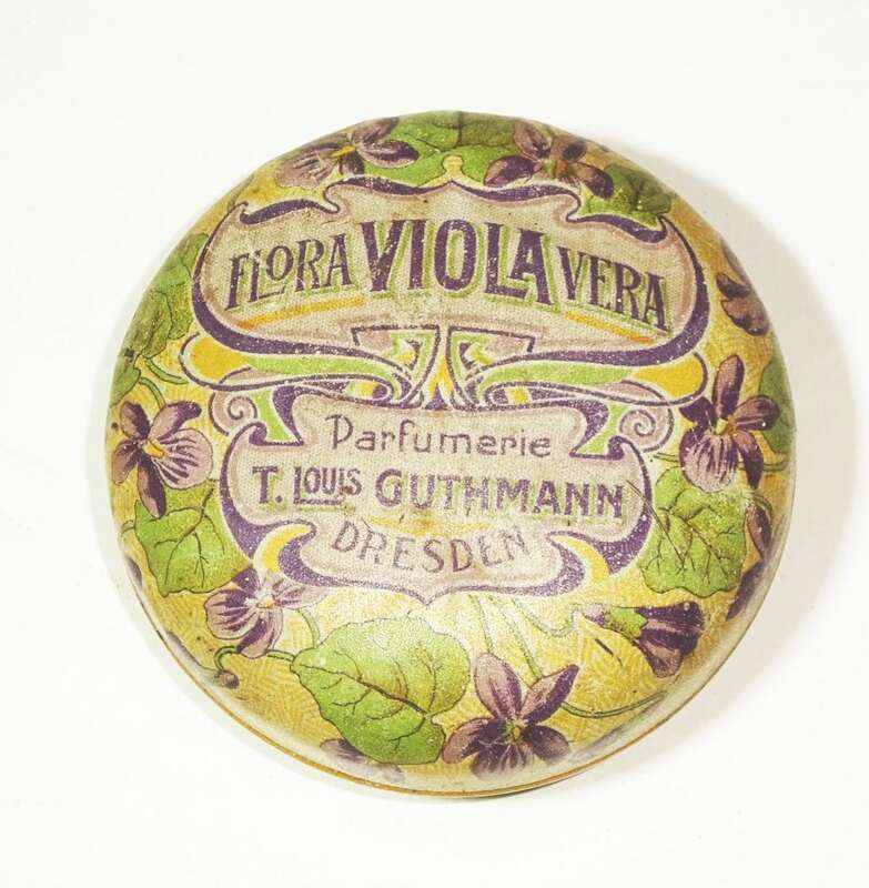 Blechdose Flora Viola Vera Parfumerie Guthmann Dresden um 1900