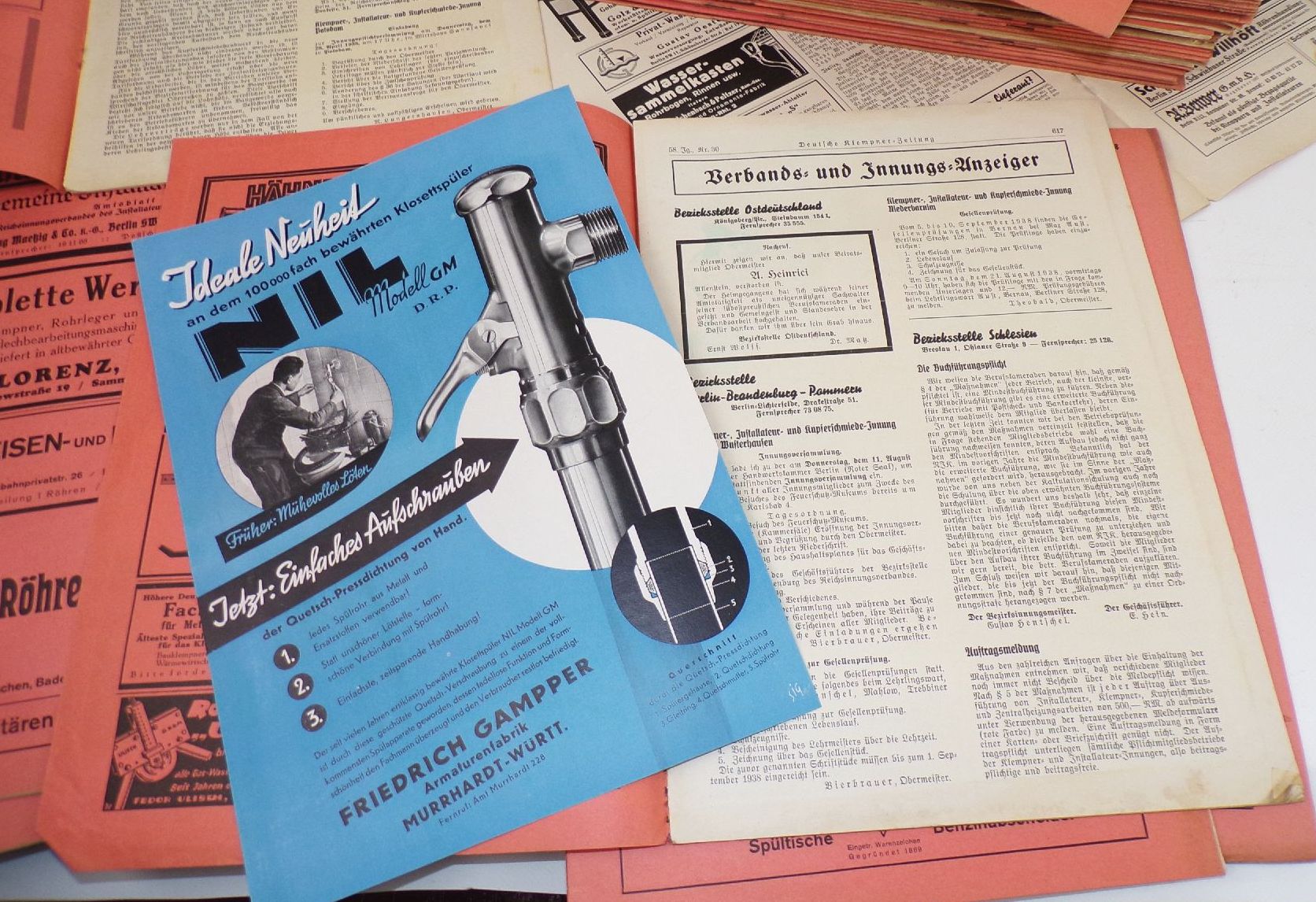Deutsche Klempner Zeitung Installateur Anzeigen Reklame um 1938