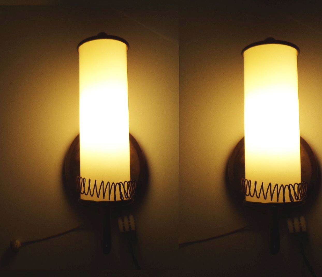 Wandlampe Mid Century Pärchen 2 Stück Messing Glas E14 Vintage 