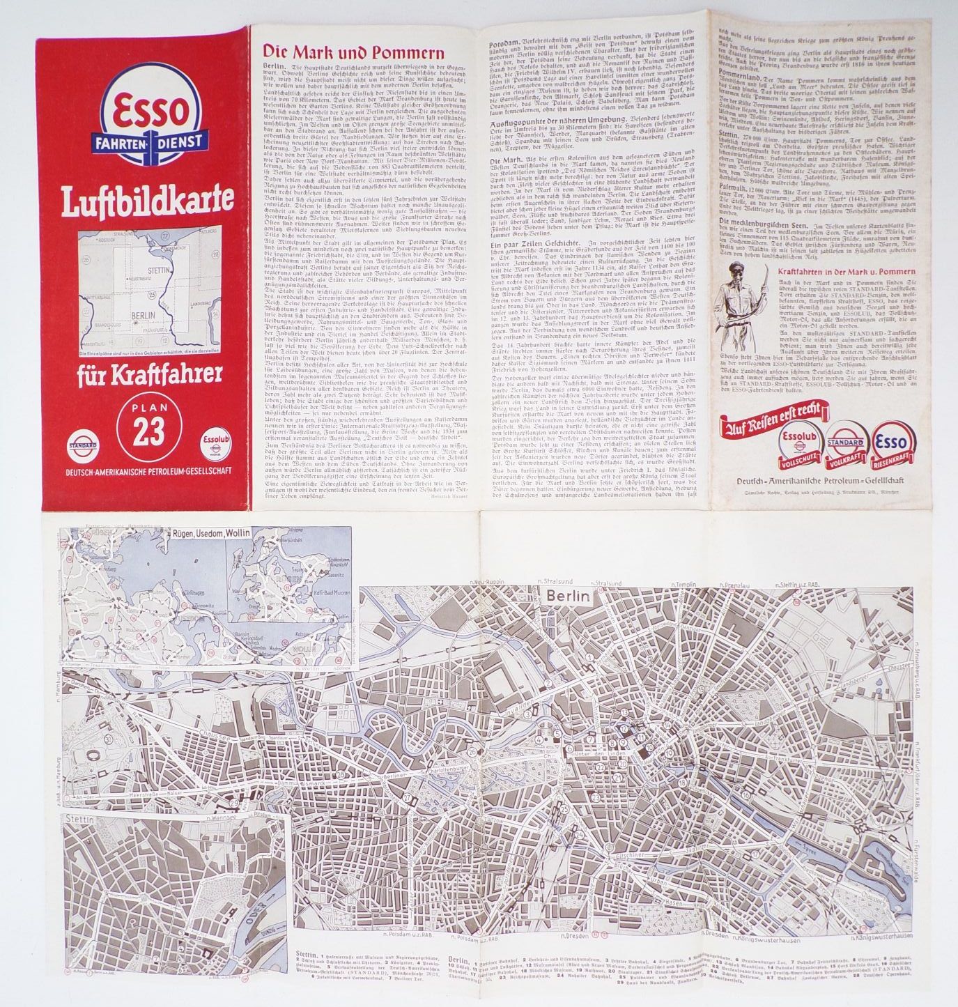 Standard Luftbildkarte Esso Plan 23 Berlin Stettin 