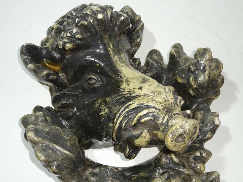 Jagdtrophäe Eber Keiler Wildschwein um 1900 Gips Modelliermasse