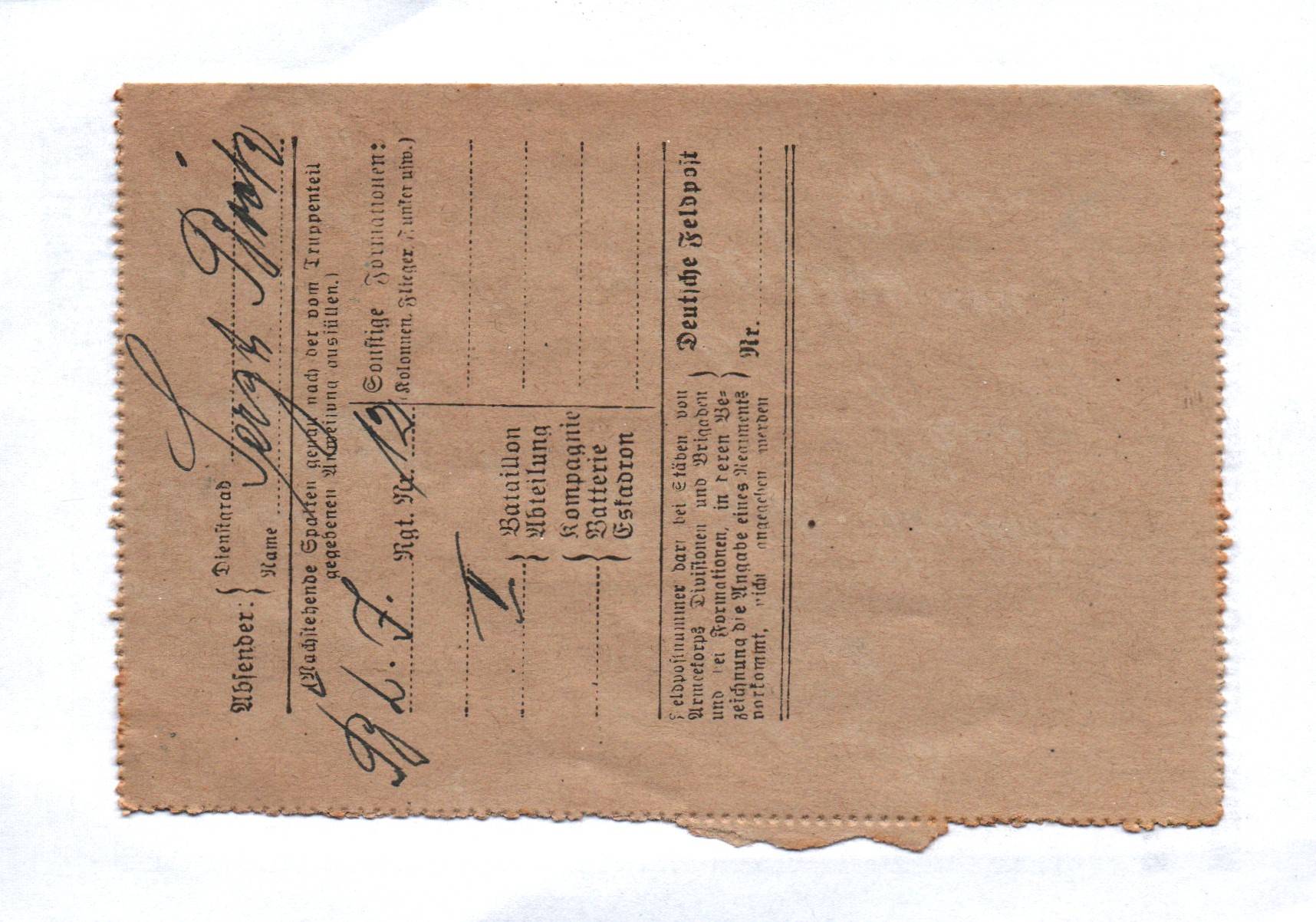 Feldpostbrief Kassen Verwaltung II Bataillon Bayern LW IR 12 Stempel Feldpostbrief Kassen Verwaltung II Bataillon Bayern LW IR 12 Stempel