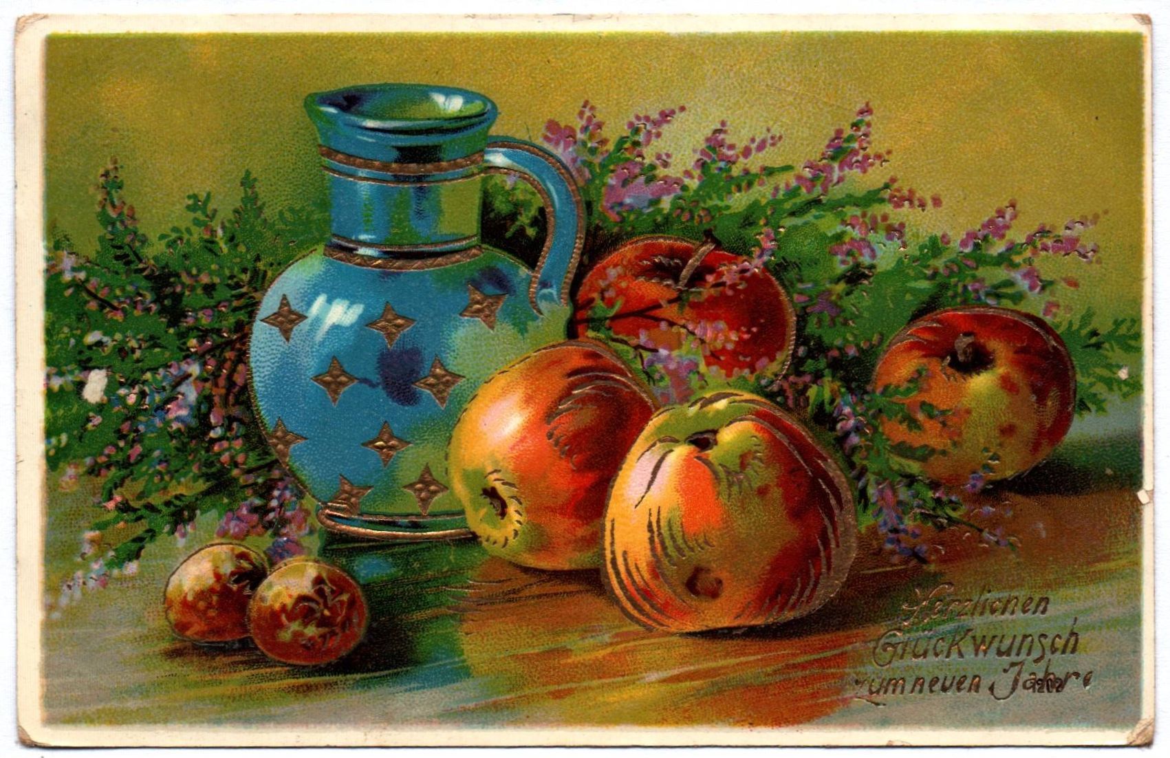 Künstler Ak Herzlichen Glückwunsch zum neuen Jahre Vase Obst 1911 Künstler Ak Herzlichen Glückwunsch zum neuen Jahre Vase Obst 1911