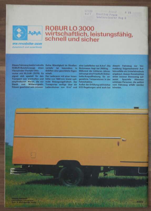 KFT Messeneuheit in Poznan 126 p mit 650 cm³ August 1977 ROBUR LO 3000