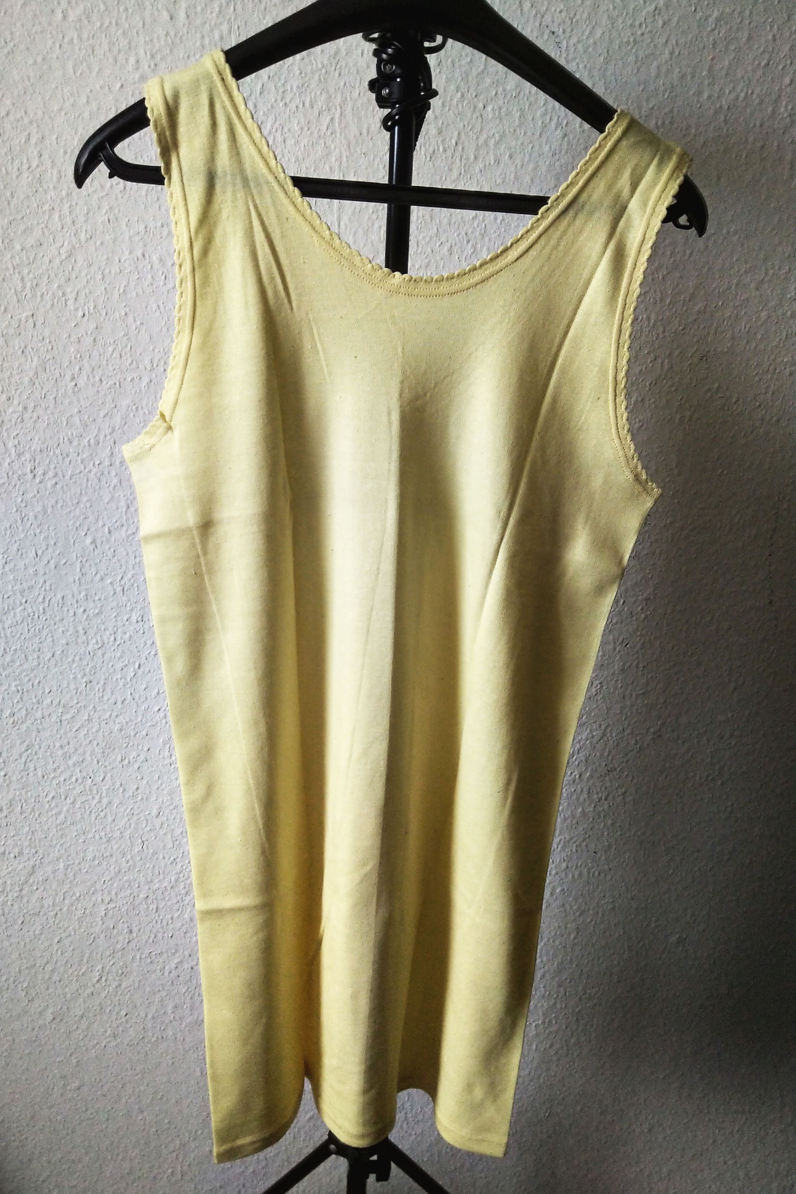 Vintage Damen Nachthemd Unterkleid Negligee Gelb Baumwolle Gr 50