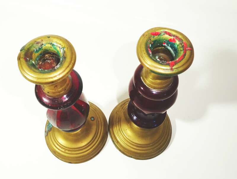 Kerzenständer 2 Stück Catalin Kunstharz Rot Vintage