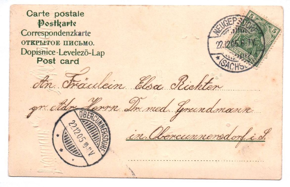 Ak Engel mit Christbaum Weihnachten 1905 silber geprägt