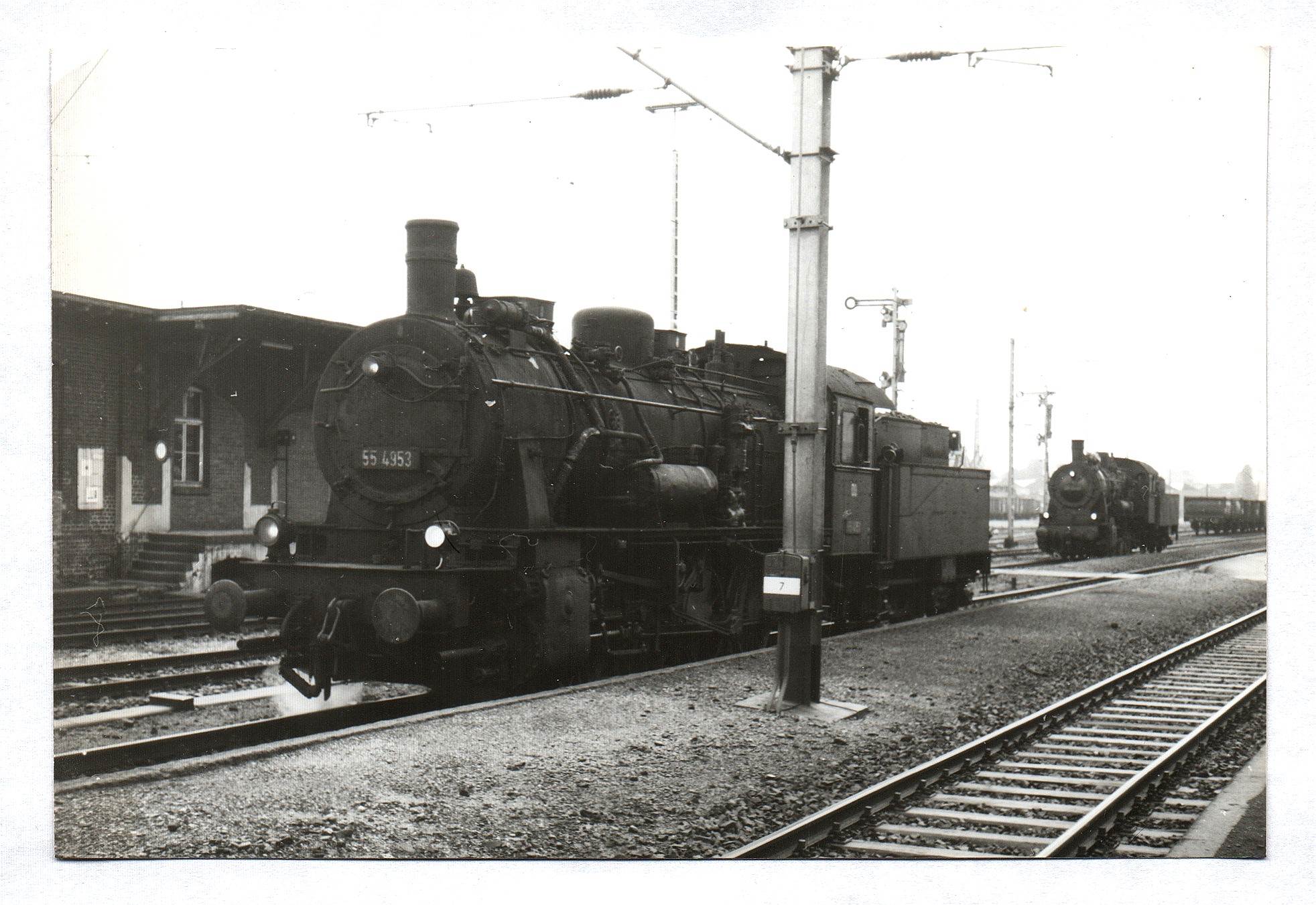 Foto Dampflok DB 55 4953 Bw Rheydt dahinter 55 4647 in Dülken 1968 | 121077
