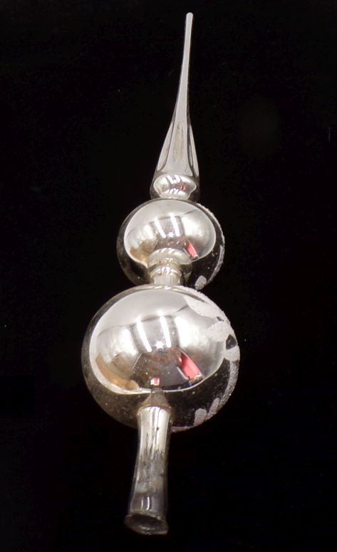 Alte Baumspitze Silber aus Glas Christbaumspitze Weihnachtsbaumspitze Lauscha 