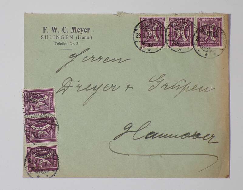 Firmen Brief Meyer Sulingen Hann 1922 nach Hannover 