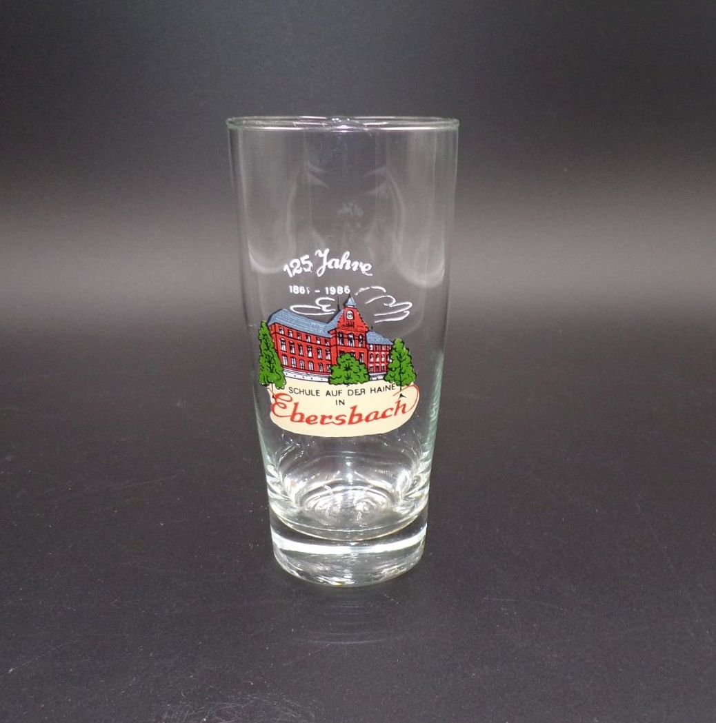 DDR Glas Ebersbach Sachsen Hainschule Jahnschule Andenken 2 Stück DDR Glas Ebersbach Sachsen Hainschule Jahnschule Andenken 2 Stück