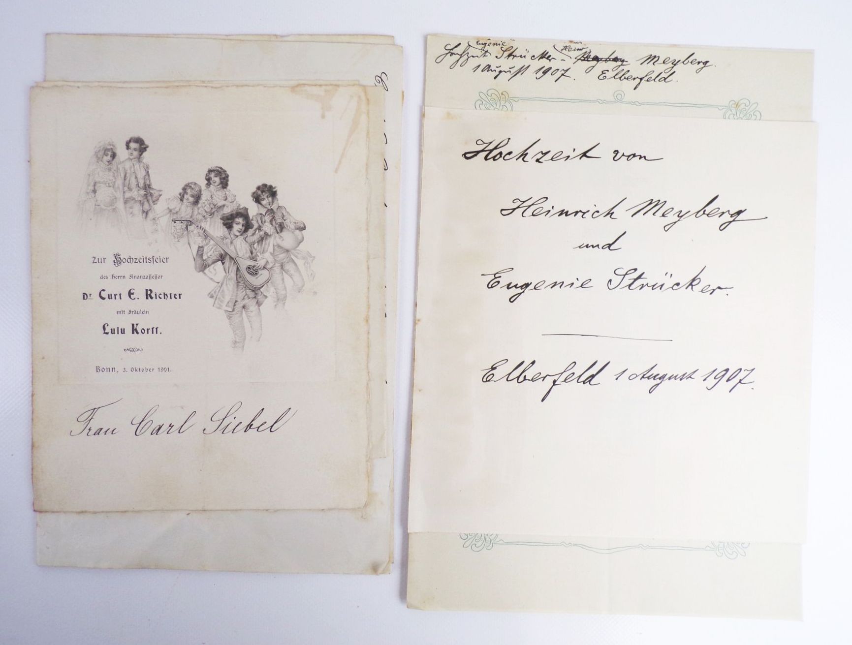 Hochzeitprogramme um 1890 Boeddinghaus Barmen Wuppertal Düsseldorf 