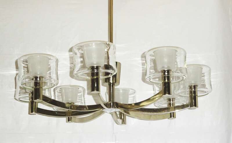 Art Deco Deckenlampe 8flamig Chrom Glas Lampe Leuchte Bauhaus Vintage