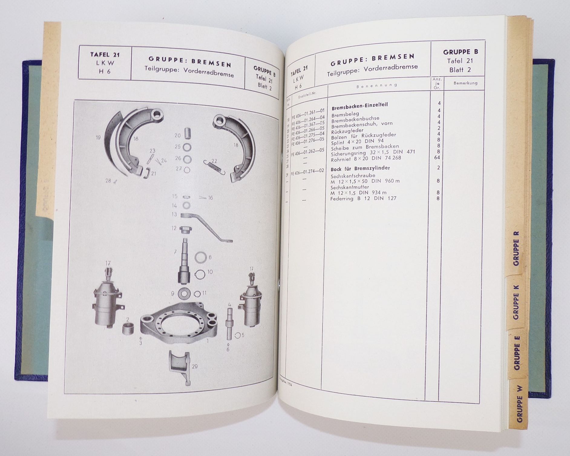 Ersatzteilliste Lastkraftwagen Typ H6 Ausgabe 1956 LKW DDR