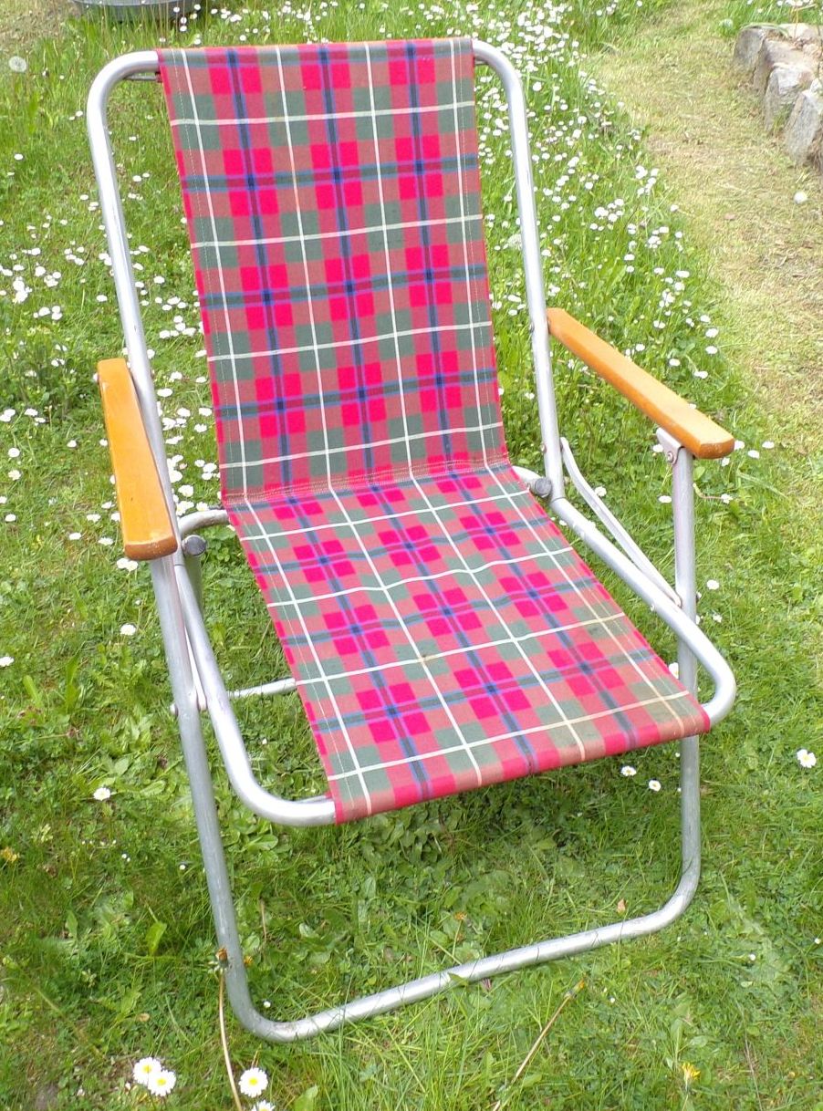 Alter DDR Campingstuhl Karo Muster Retro DDR Klappstuhl true vintage 